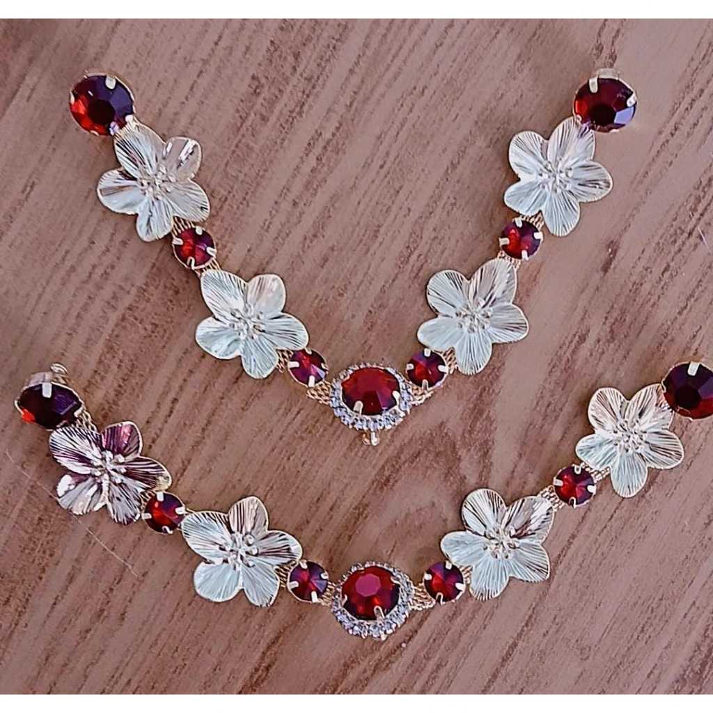 CABEDAL FLORAL DOURADO em Oferta na Shopee