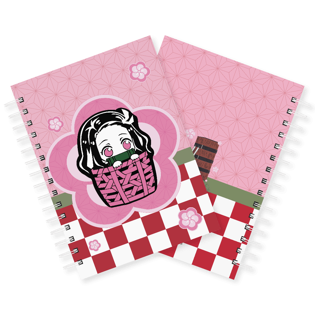 Caderno Nezuko A5 Anime Demon Slayer Capa Dura Wire-o Miolo Pautado 95 folhas 75g