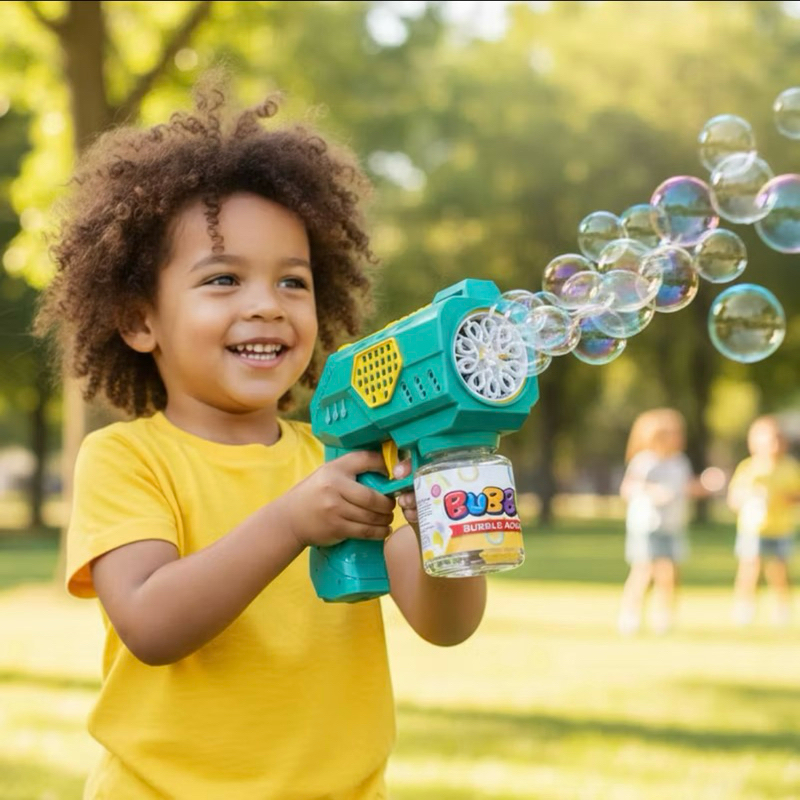 Lança Bolhas de Sabão Automático Infantil Verde Brinquedo