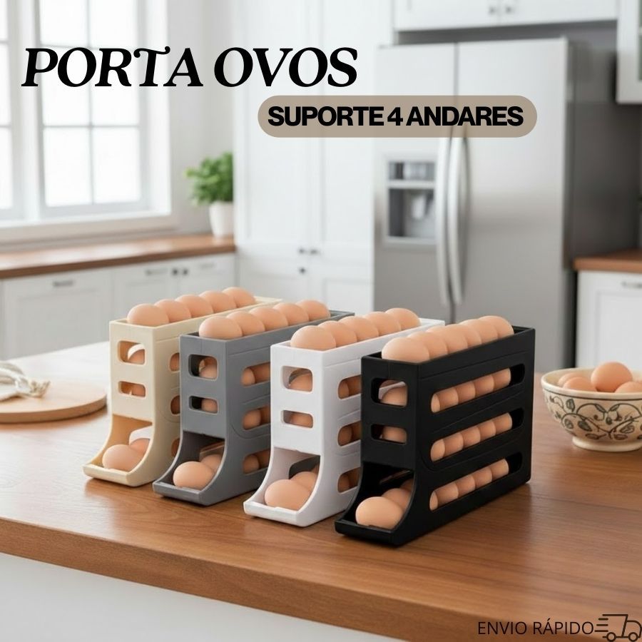 Porta Ovos Suporte 4 Andares Rolante Para 30 Ovos Dispenser Armazena e organizador de Geladeira em Oferta na Shopee