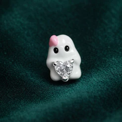 Berloque Espaçador Fantasma em Prata 925 Legítima Pingente para Pulseira Temático