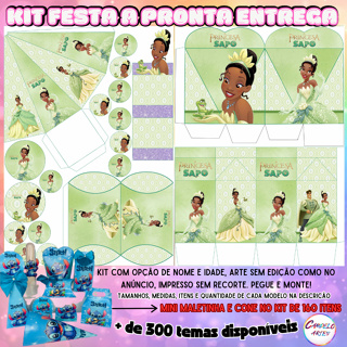 KIT COM 90 OU 160 ITENS/LEMBRANCINHAS (COM TAGS, APLIQUES E CAIXAS) (COM/SEM NOME) TEMA:TIANA em Oferta na Shopee