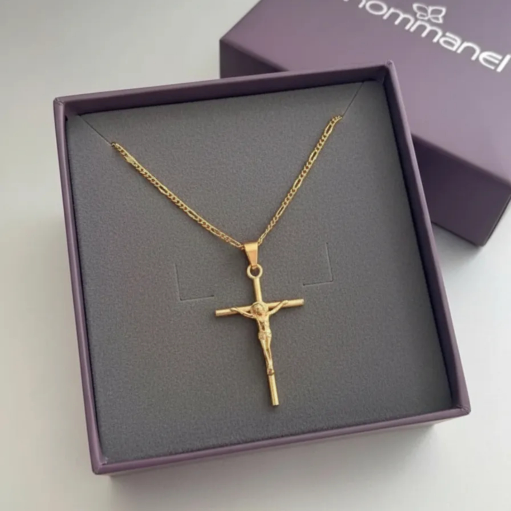 Cordão Com Pingente Rommanel Masculino Banhado Ouro 18k 60cm