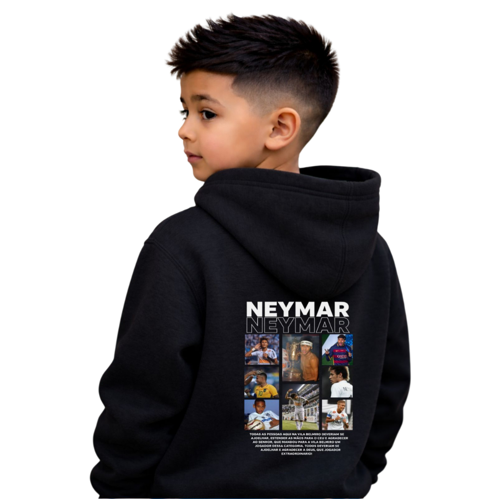 Moletom Canguru Com Capuz Infantil Streetwear Neymar Jr Jogador Futebol Brasil Premium Unissex Star em Oferta na Shopee
