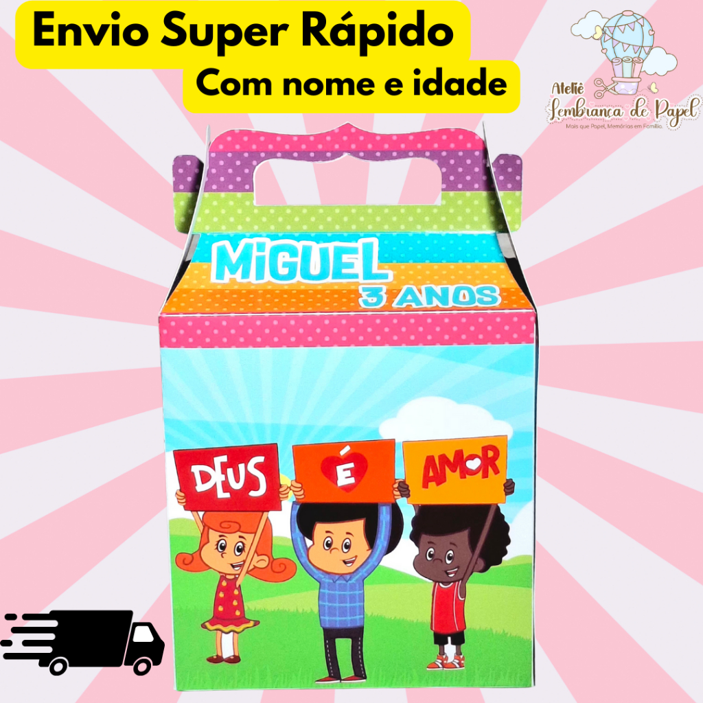 Maletinha Surpresa  Caixinha Personalizada Lembrancinha 3 Palavrinhas PEGUE E MONTE