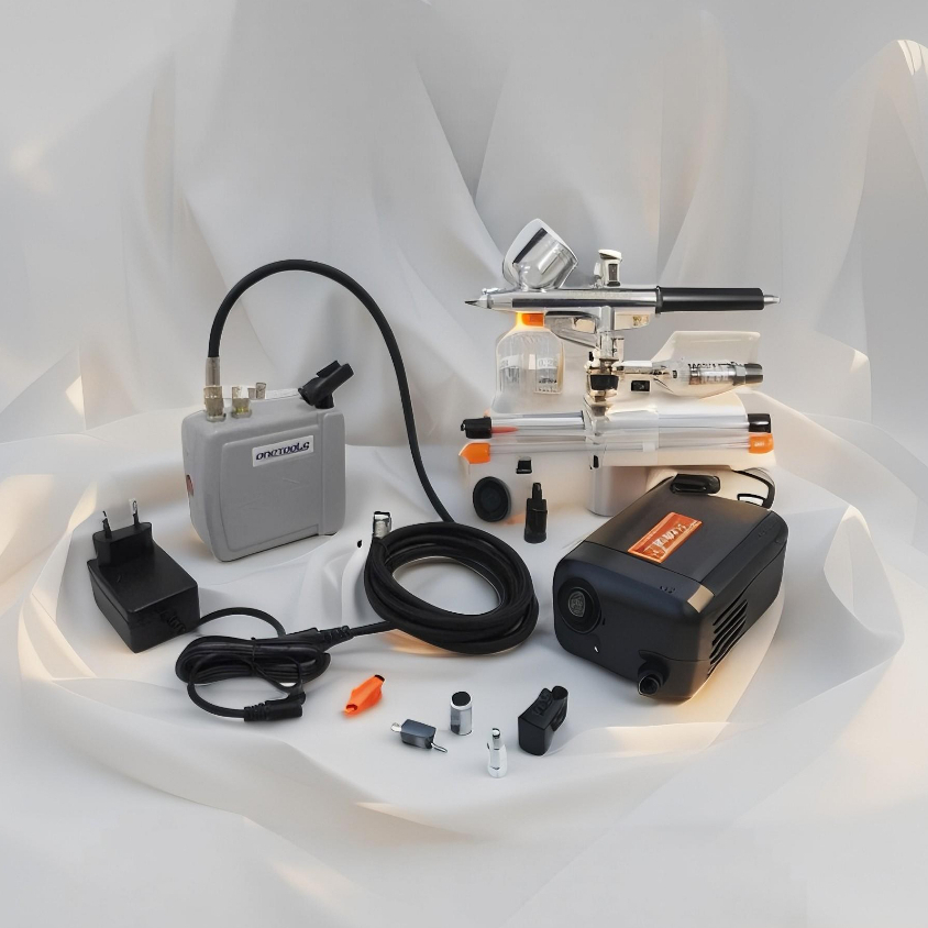 Kit Aerografia Mini Compressor + Aerógrafo C/ 3 bicos e Acessórios e Mini Filtro Onetools