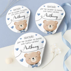 Adesivo Ursinho Azul Escuro | Lembrancinha Saída Visita Maternidade, Decoração Chá de Bebê