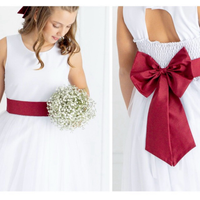 Faixa e Laço para Dama de Honra Marsala Vinho Acessorio Infantil para vestido REF4196 em Oferta na Shopee