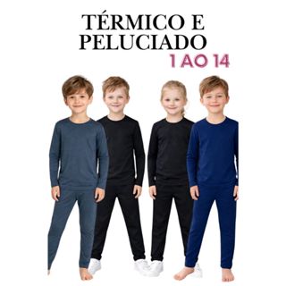 Conjunto Térmico Infantil Juvenil Menina e Menino Segunda Pele Flanelado Peluciado Inverno 1 ao 14 em Oferta na Shopee