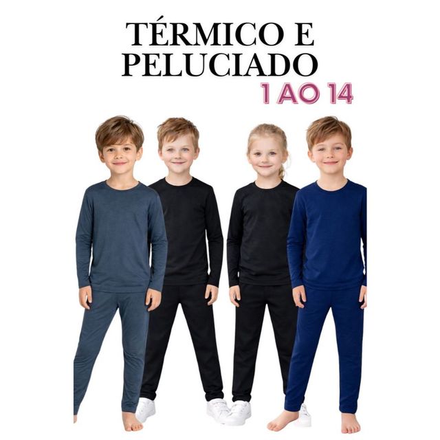 Conjunto Térmico Infantil Juvenil Menina e Menino Segunda Pele Flanelado Peluciado Inverno 1 ao 14