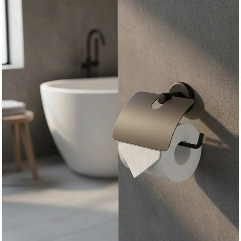 Suporte Papeleira Inox Preto Fosco Para Rolo Papel Higiênico em Oferta na Shopee