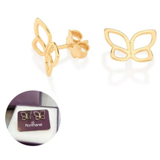 Brinco Rommanel Folheado A Ouro Borboletas Vazadas Original com Certificado de Garantia 527092 em Oferta na Shopee