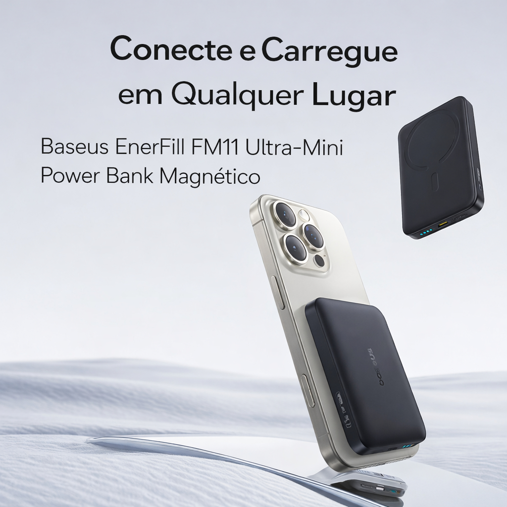 Powerbank Baseus EnerFill FM11 10000mAh 22.5W Magnético Mag Safe Ultra Mini + Cabo Type-C em Oferta na Shopee