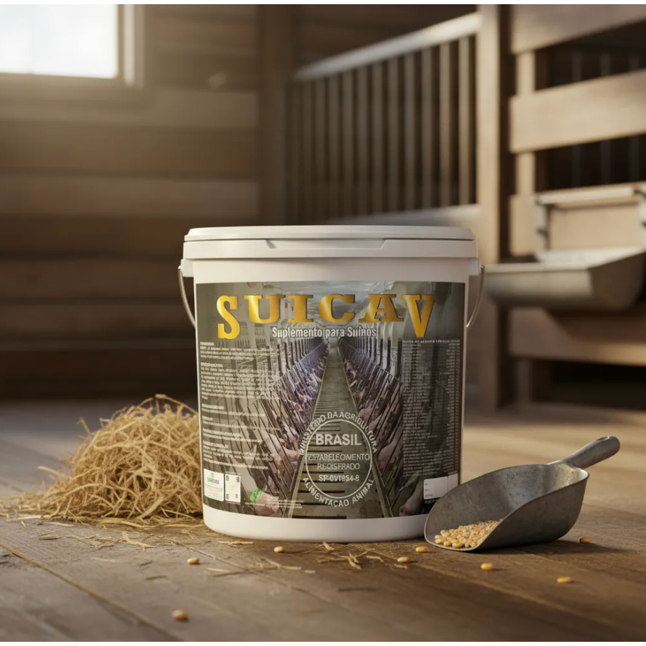Suicav 5Kg Suplemento para Misturar Na Ração de Suínos Núcleo Agrocave.