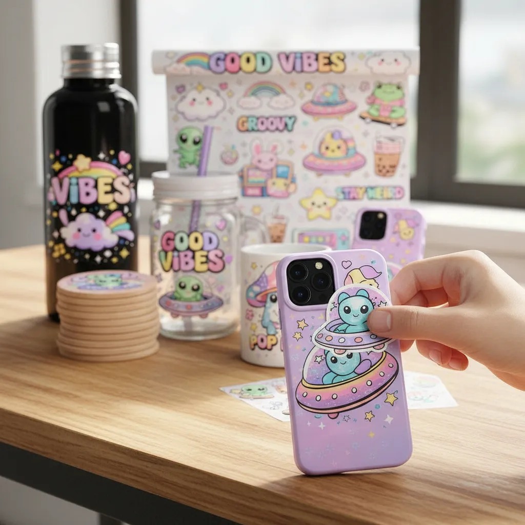 Adesivo DTF UV A4 Alto Relevo | Transfer UV Premium |  | Ideal p/ Copos e Brindes