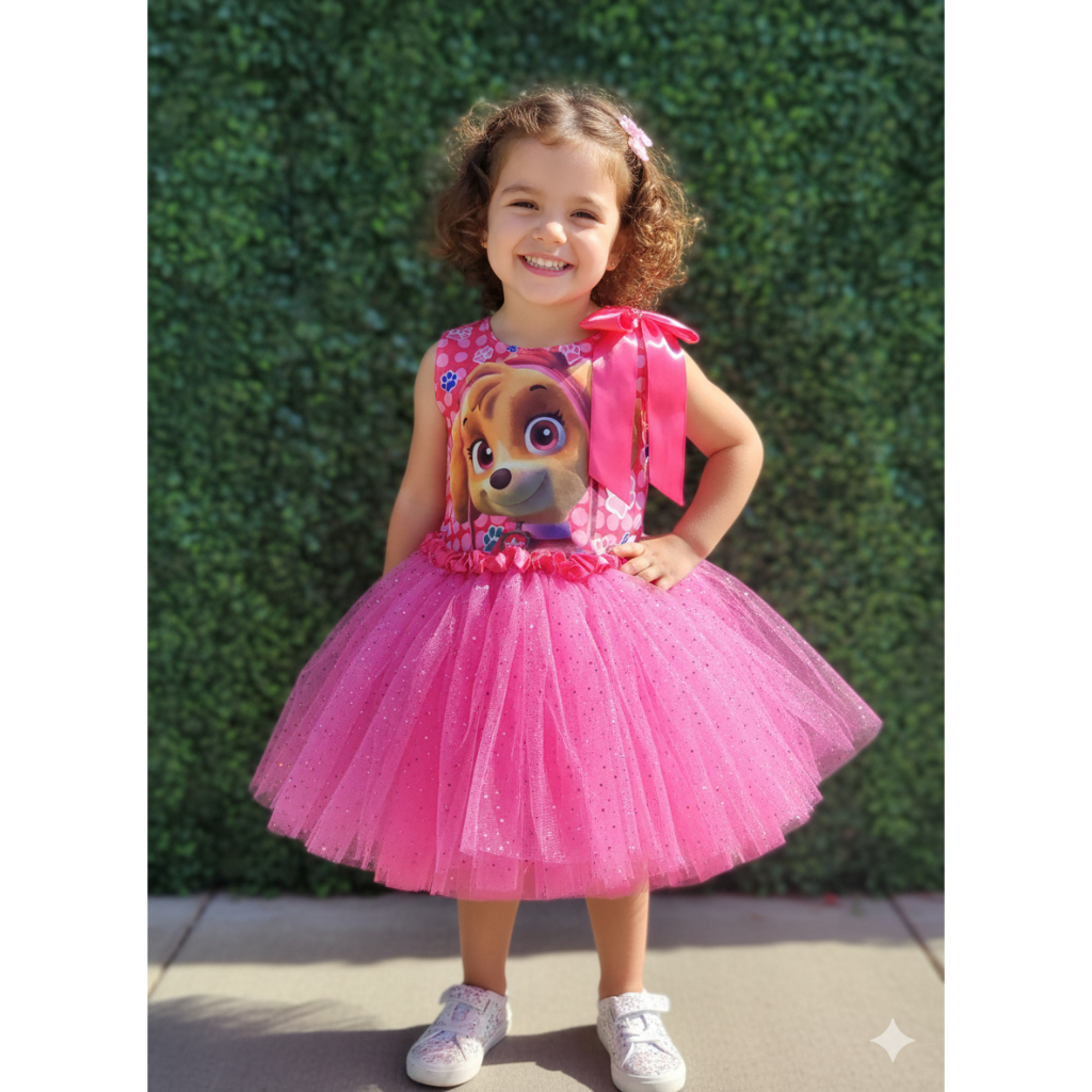 Body Fantasia Patrulha Canina Menina: Roupa Temática Princesas e Skye. Bori Infantil Regata para Aniversário e Bloquinho