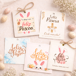 Cartão/Tag Feliz Páscoa 5x5cm Com Furo | Mimo Páscoa | Tag para Embalagem | Lembrancinha Páscoa em Oferta na Shopee