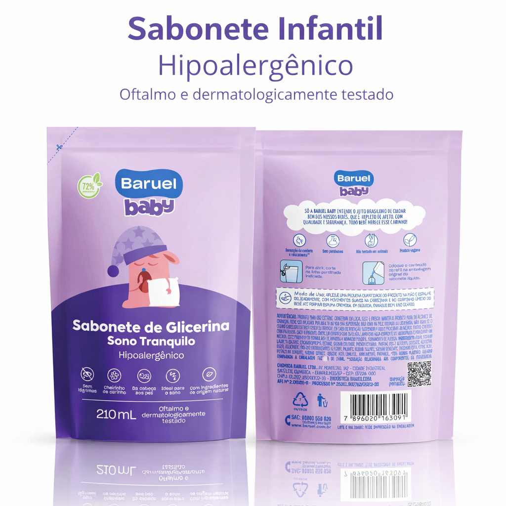 Sabonete Hipoalergênico Refil Baby Baruel Liquido Infantil