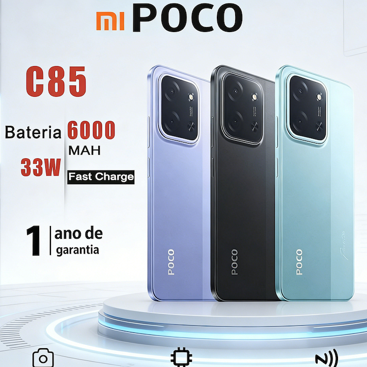 Celular Xiaomi Poco C85 256GB/128GB Versão Global NFC Dual Sim Câmera 50MP Bateria 6000mAh NOVO