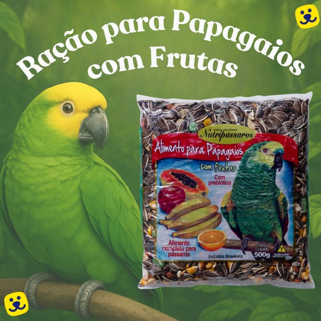 Ração para Papagaios com Frutas Nutripássaros 500g Alimento Completo Papagaio Frutas e Prebiótico em Oferta na Shopee
