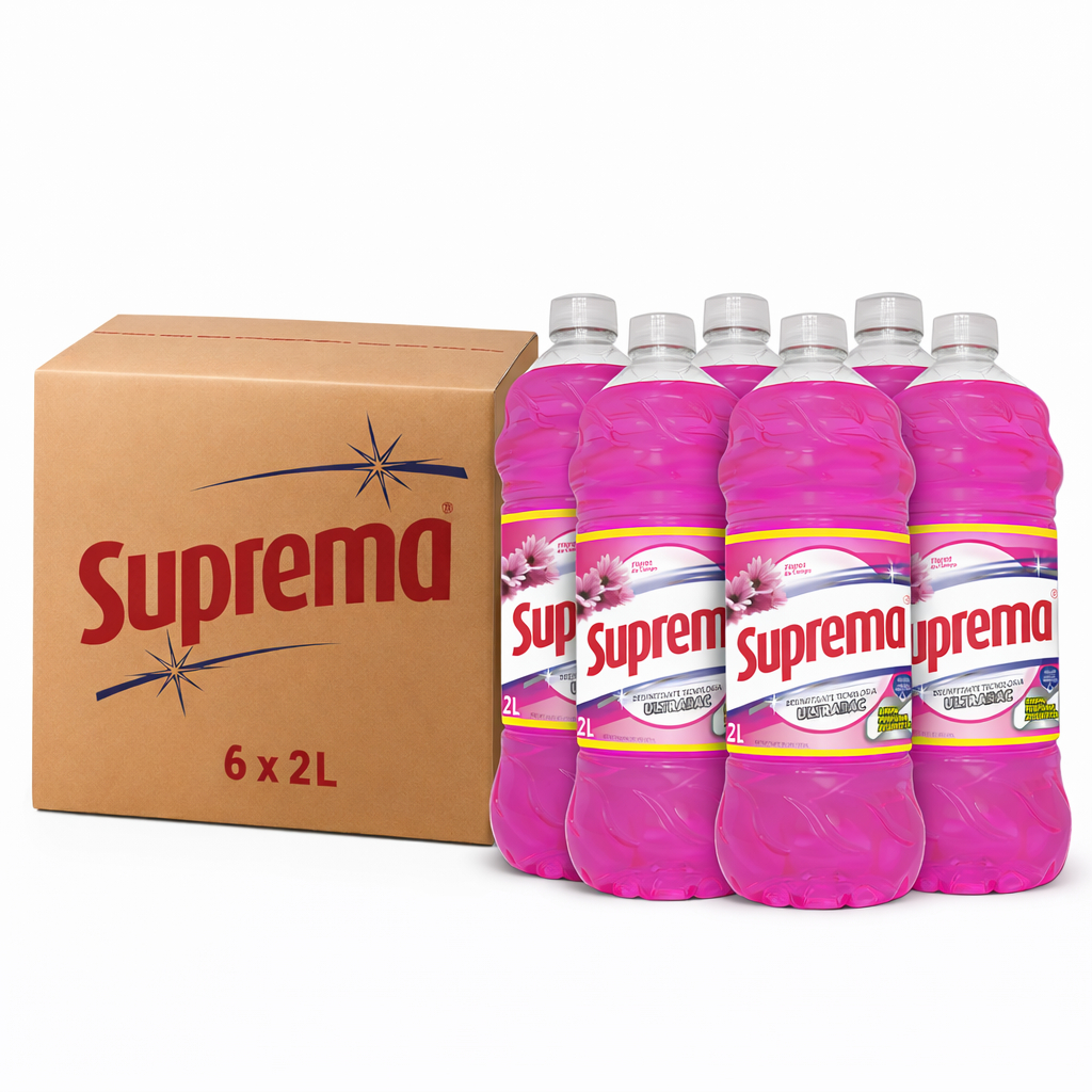 6 Desinfetante Suprema Floral 2 Litros Alto Rendimento Para Casa Toda Concentrado Uso Geral Casa