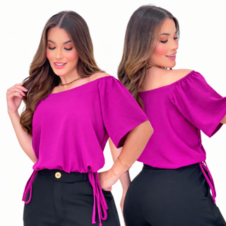 Blusa Feminina Ombro a Ombro com Amarração Lateral – Elegância e Conforto Verão em Oferta na Shopee