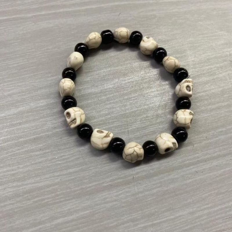 Pulseira Exu caveira acessório umbanda e candomblé preto e caveira