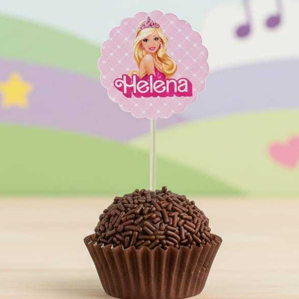 50 Tags Topper Docinho Cupcake Barbie Personalizado Enfeite Mesa Doces Enfeite Rosa Boneca Fashion