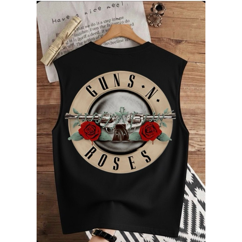 camisa regata verao premium estampada guns roses tecido 100% algodão