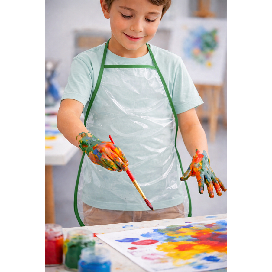 10 Aventais Infantil Criança Unissex Plástico Transparente, Escolar, Pintura Cozinha Culinária Festa