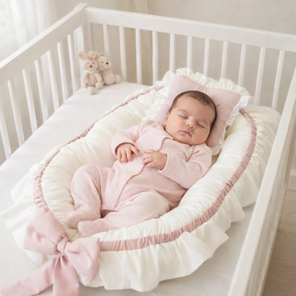 Ninho Redutor De Berço Para Bebe Com Laço E Travesseirinho MENINAS várias cores e temas em Oferta na Shopee