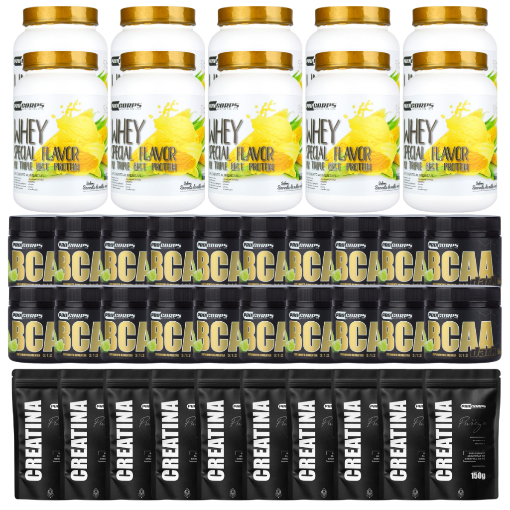 10 Whey Protein Special Flavor 840g + 20 Bcaa 150g  + 10 Creatina Pura Refil 150g