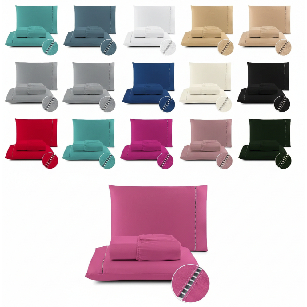 Jogo de Lençol 400 Fios Micropercal Com Fronha em Ponto Palito Toque Acetinado