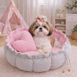 Caminha Redonda, com almofada de coração Rosa Cama Pet Londres Fresquinha Gato em Oferta na Shopee