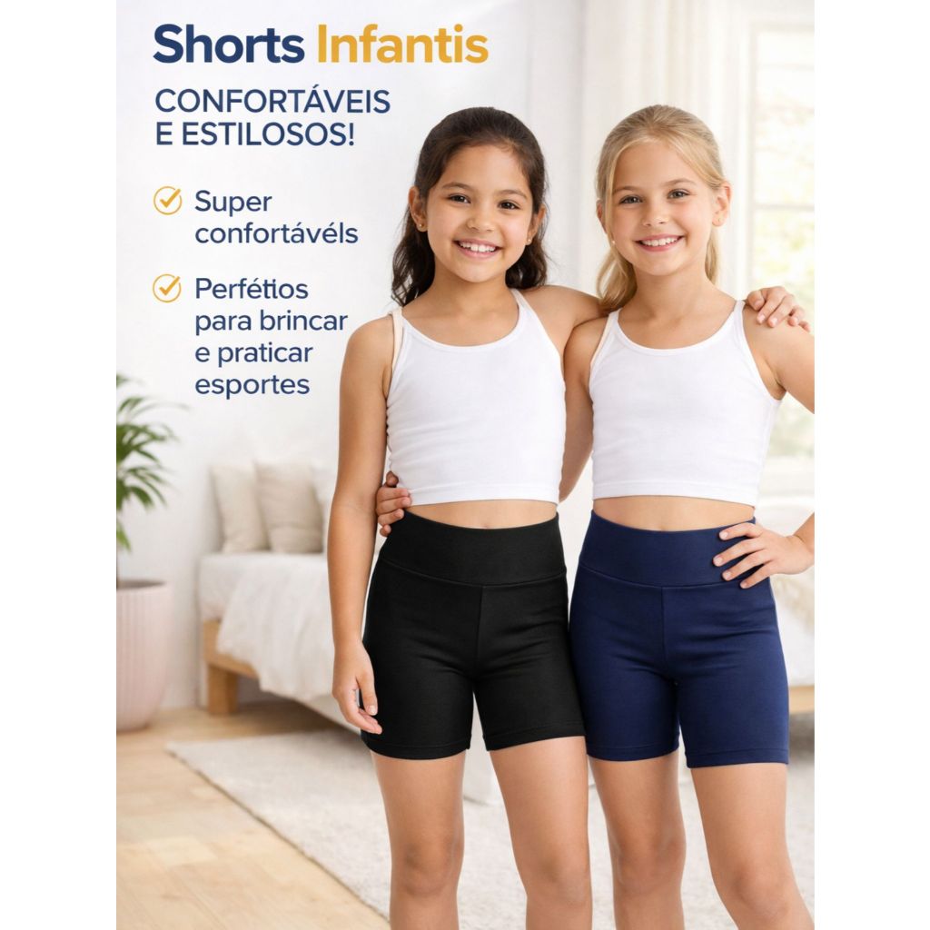 KIT 2 BERMUDA CICLISTA INFANTIL MENINA DIA A DIA ESCOLA REFORÇADA em Oferta na Shopee