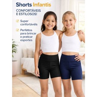 KIT 2 BERMUDA CICLISTA INFANTIL MENINA DIA A DIA ESCOLA REFORÇADA em Oferta na Shopee