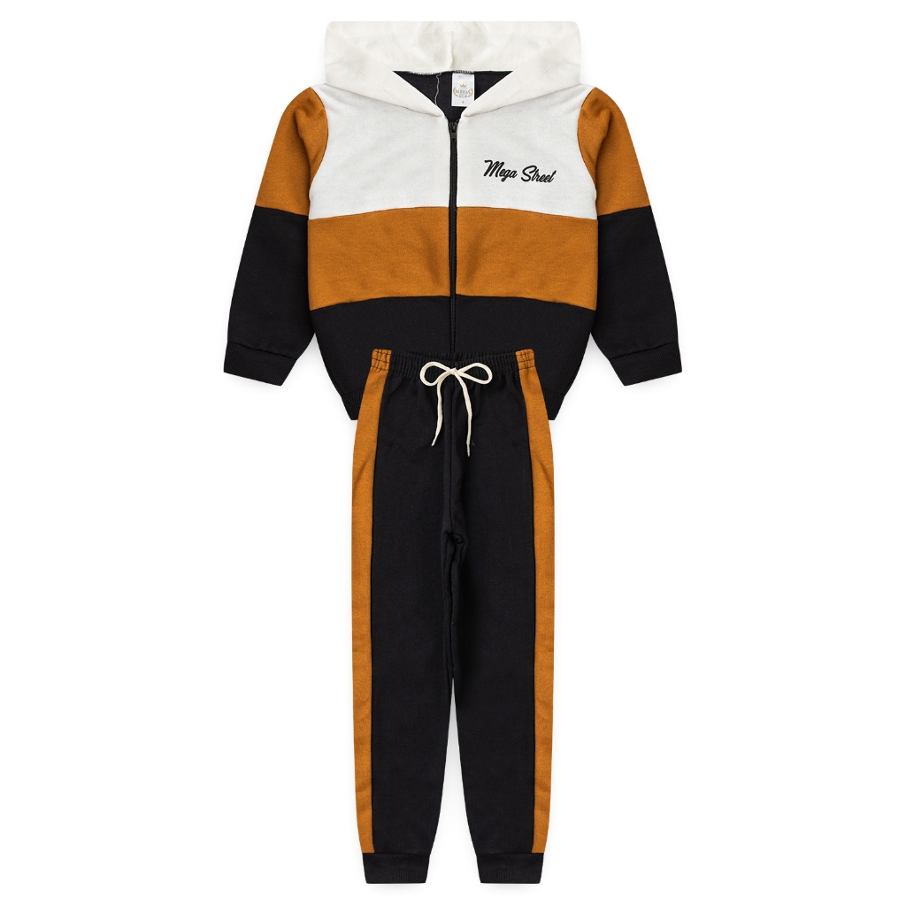 Conjunto Moletom Peluciado Infantil Masculino Recortes Mega Kids - Off White