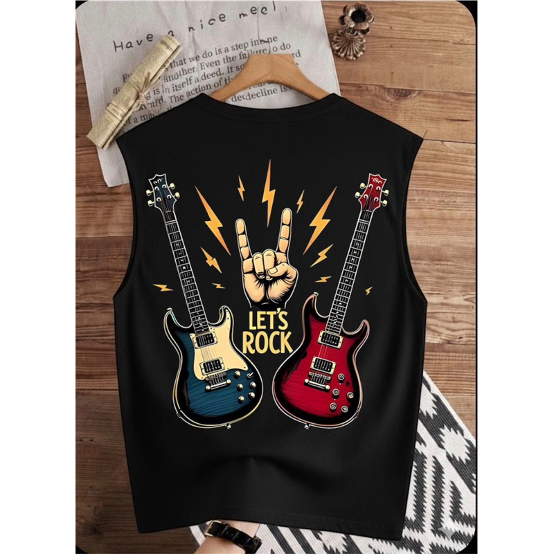 camiseta estampada rock guitarra tecido algodão prêmio dia a dia verão refresco
