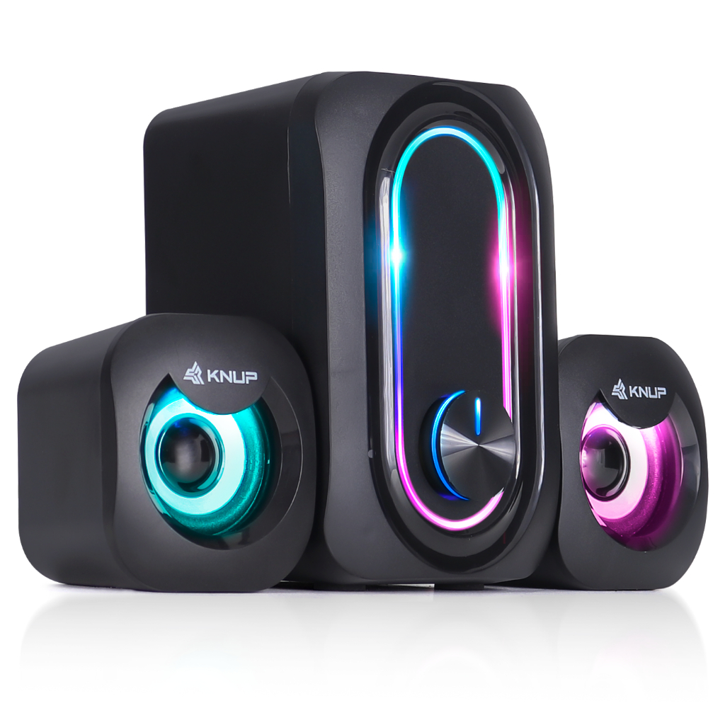 Caixa de Som 2.1 Bluetooth com Subwoofer + LED RGB – Som Potente para PC, Celular, TV e Games