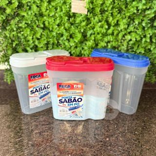 Porta Sabão Em Pó 1kg Dispenser Com Tampa Organizador Lavanderia Pote Plástico Cores Sortidas em Oferta na Shopee