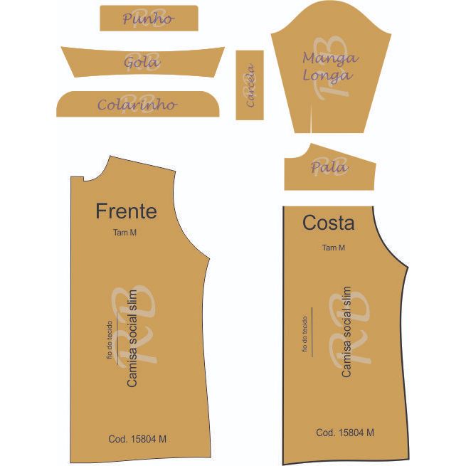 Molde de camisa Slim manga longa com Pala nas costa , modelagem de camisa slim em papel semi kraft — imagem 2 de 2