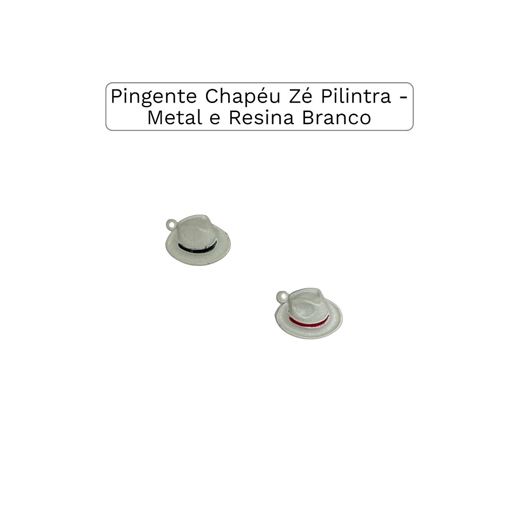 Pingente Chapéu Zé Pilintra -Metal e Resina Branco