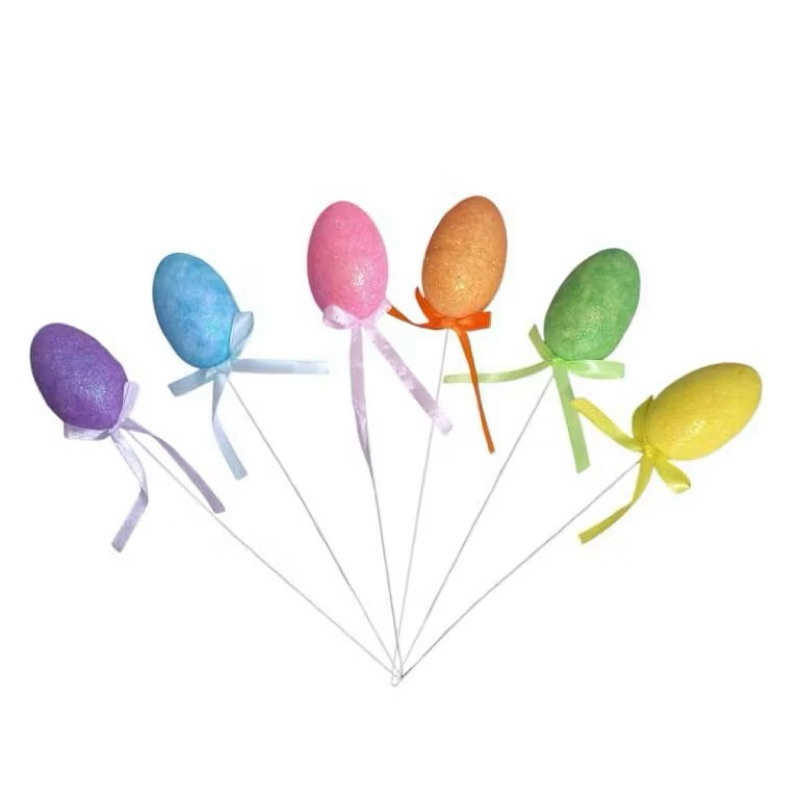 PACOTE COM 6 OVINHOS DECORATIVO | TAM.: 6CM CADA | ENFEITE DE PÁSCOA | OVOS | COELHINHO | COELHO | ARTIGOS DE FESTA