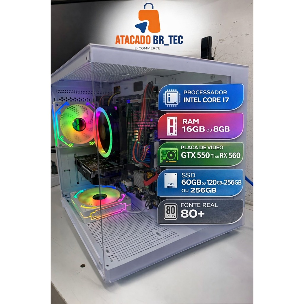 PC GAMER, COMPUTADOR GAMER COM CORE I7 + MEMORIA RAM + PLACA DE VIDEO GTX 550 TI OU 5X 560 + FONTE REAL
