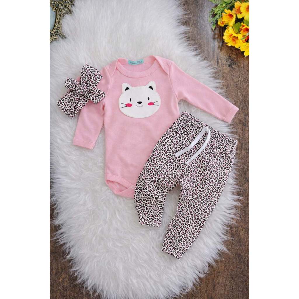 Conjunto Roupa Moda Bebê Menina Algodão infantil Conjuntinho Roupinha Feminino Bordado Calça Body