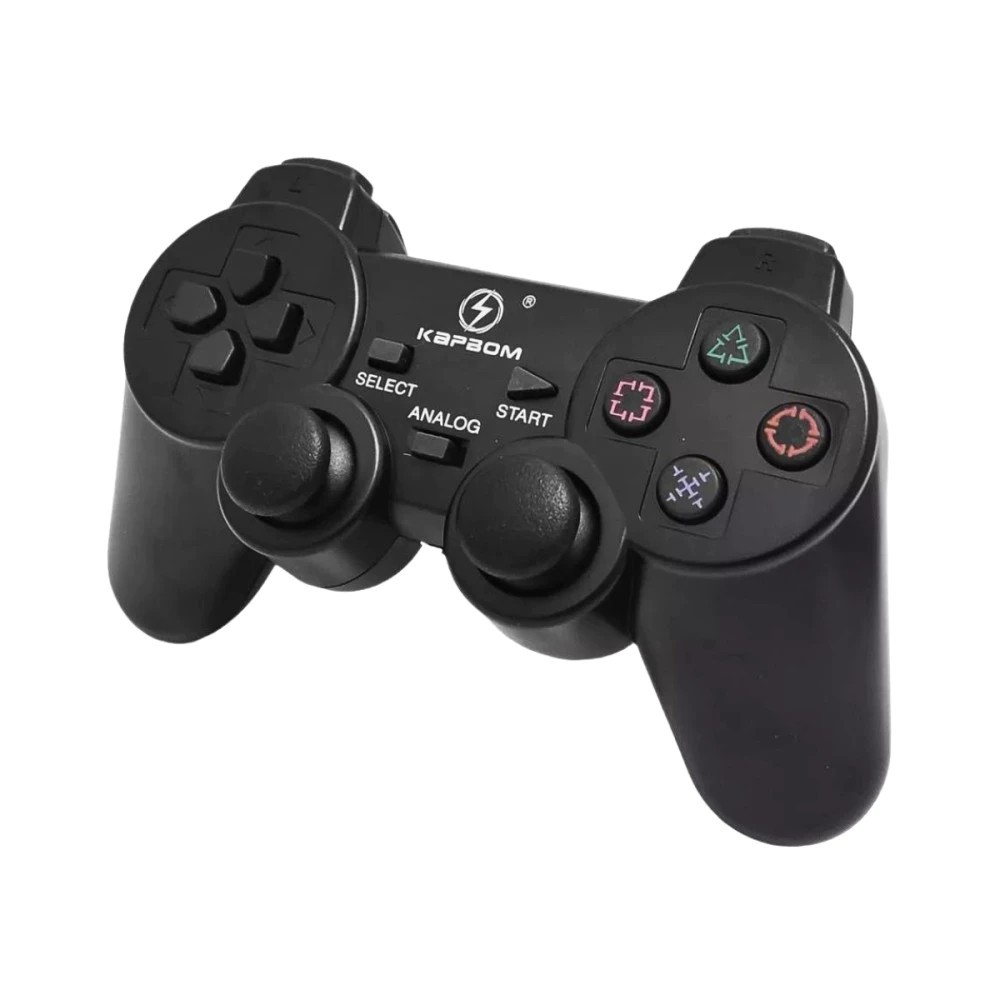 Controle 2.4G Sem Fio para PS3 e PC Kapbom KAP-3W Joystick Dual Analog Gamer Controle Preto