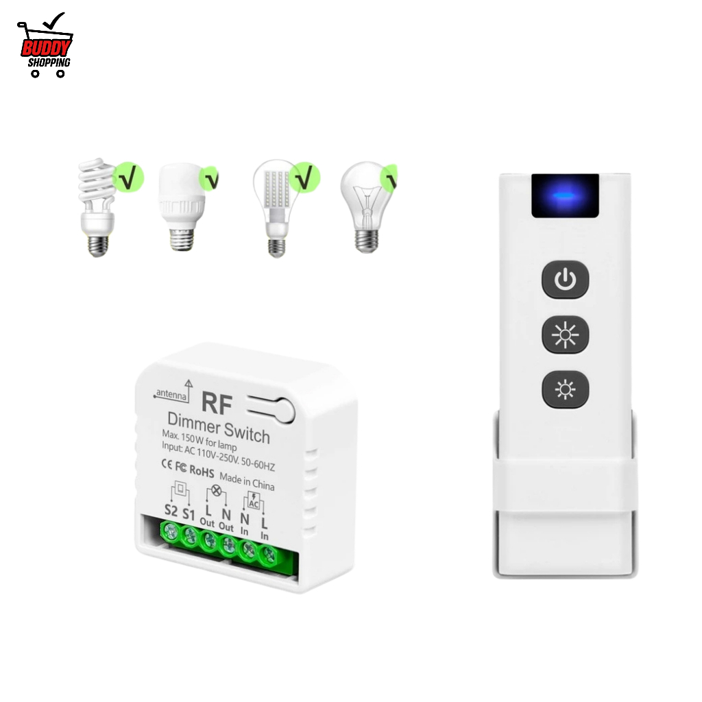 MINI CONTROLADOR INTELIGENTE | Interruptor Dimmer RF 433MHz 110V/220V para Luz LED em Oferta na Shopee