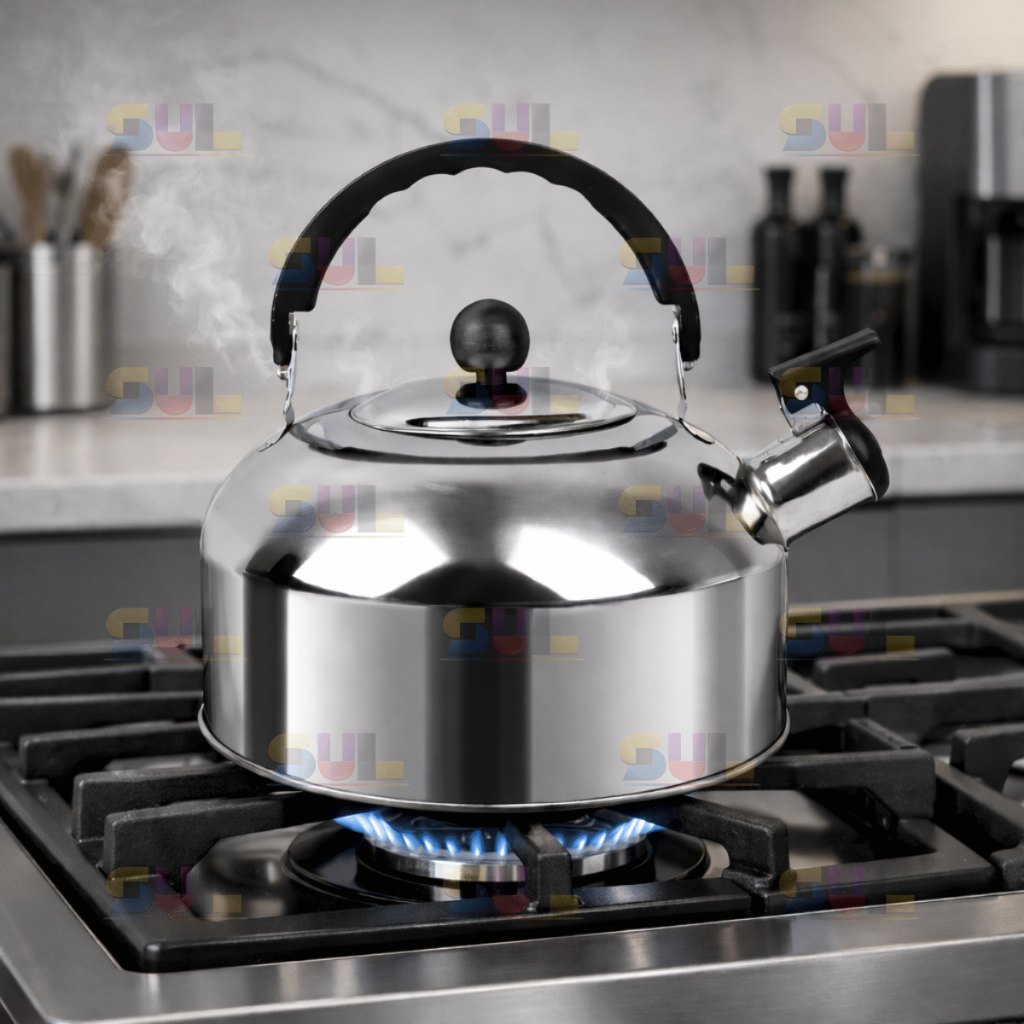 Chaleira Inox 2L com Tampa Alça Térmica e Apito para Café Cha Bebidas Cozinha em Oferta na Shopee