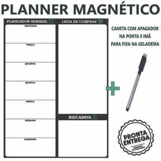 Imã de Geladeira Planner Semanal com Caneta Escreve e Apaga Planer em Oferta na Shopee