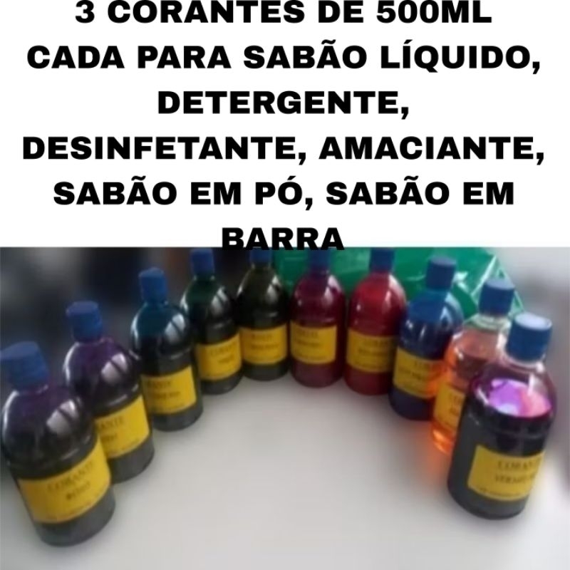 3 CORANTES PARA SABÃO LÍQUIDO,DETERGENTE, DESINFETANTE, AMACIANTE, SABÃO EM PÓ, SABÃO EM BARRA C2 em Oferta na Shopee